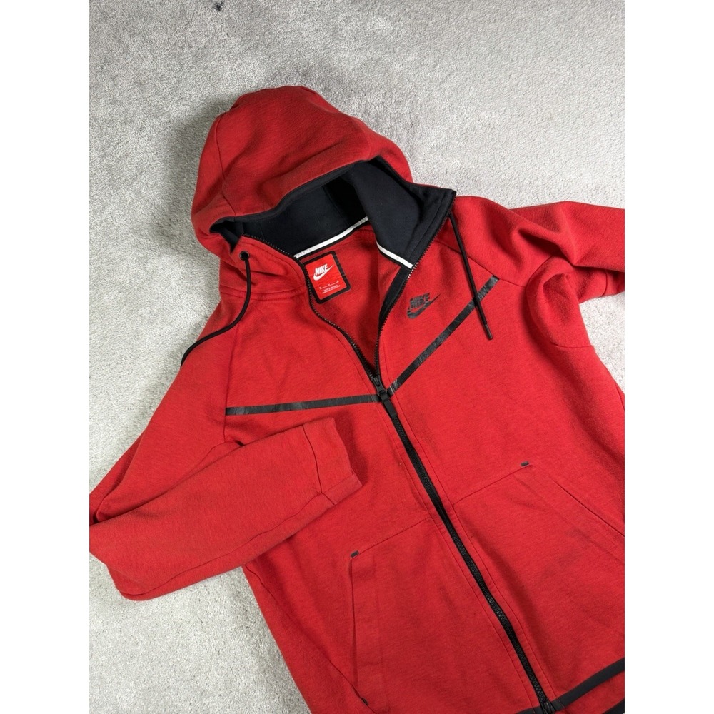 Nike Tech Fleece Windrunner Full Zip Hoodie Men's Medium Tough Red Black 805144